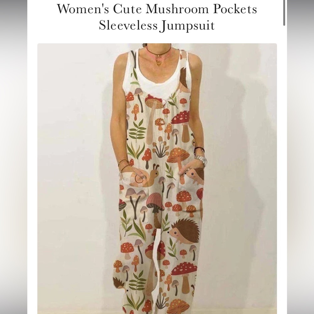 Mushroom Pockets Sleeveless Jumpsuit